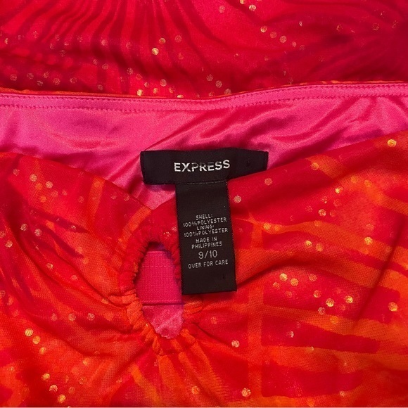 Express Red Orange Strapless Sequins Mini Dress - Picture 4 of 5